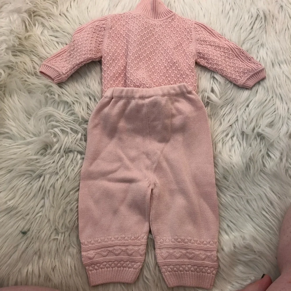 Chant De Joie Baby Girls Size 6-9/ 9-12 Months Sweater Set Light Pink Textured